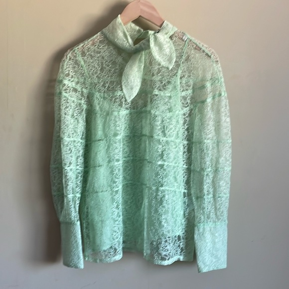 SANDRO izzie sheer lace tie-neck top - Picture 4 of 9